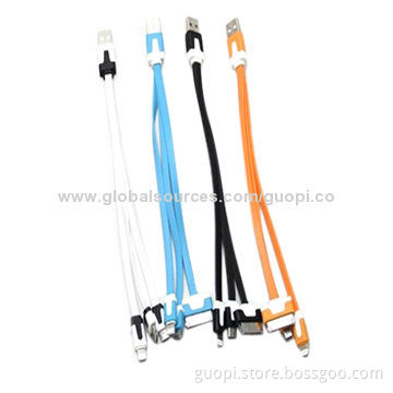 Colorful flat noodles 3-in-1 USB data cables for cellphones